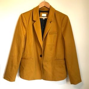Mustard yellow knit suit jacket, blazer